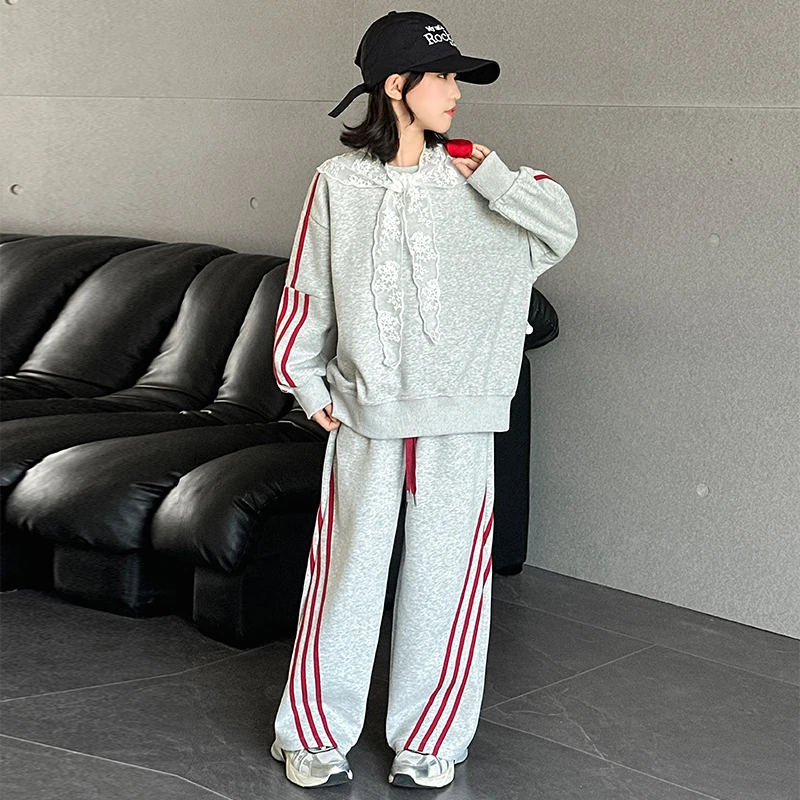 2025女童春秋装运动套装春季新款儿童女大童休闲洋气卫衣两件套潮