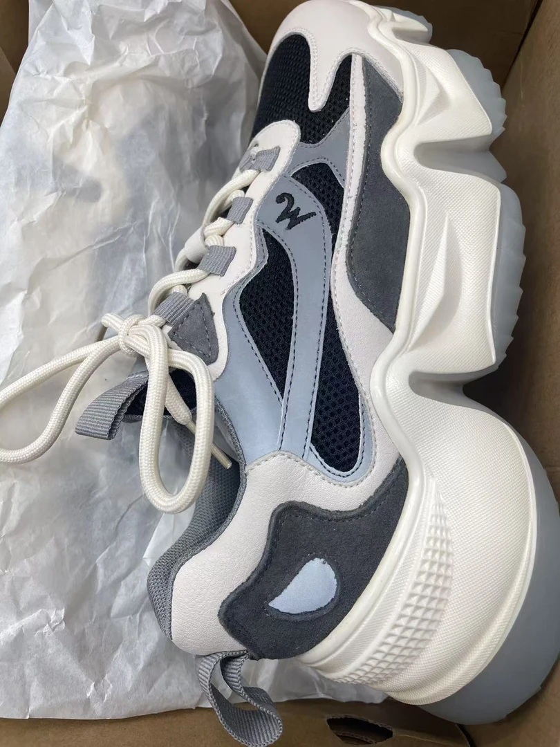 新款网红ins时尚百搭女款潮流透气舒适卡其色厚底老爹鞋23068