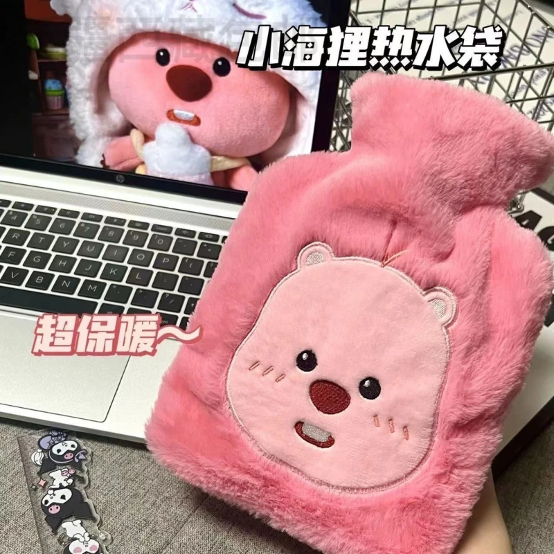 新疆包邮热水袋注水可爱少女心海狸loopy毛绒宝宝暖手宝加厚暖水