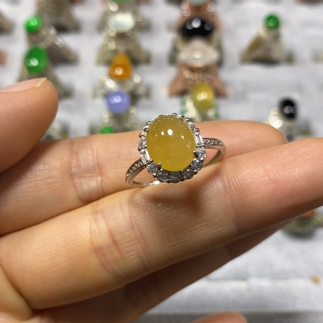 银S925镶嵌戒指翡翠戒指