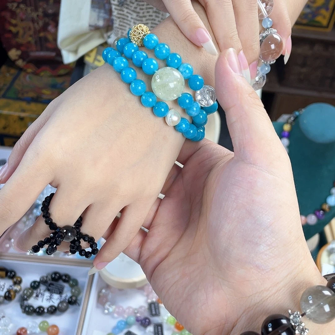 水晶手链银S925镀金镶嵌