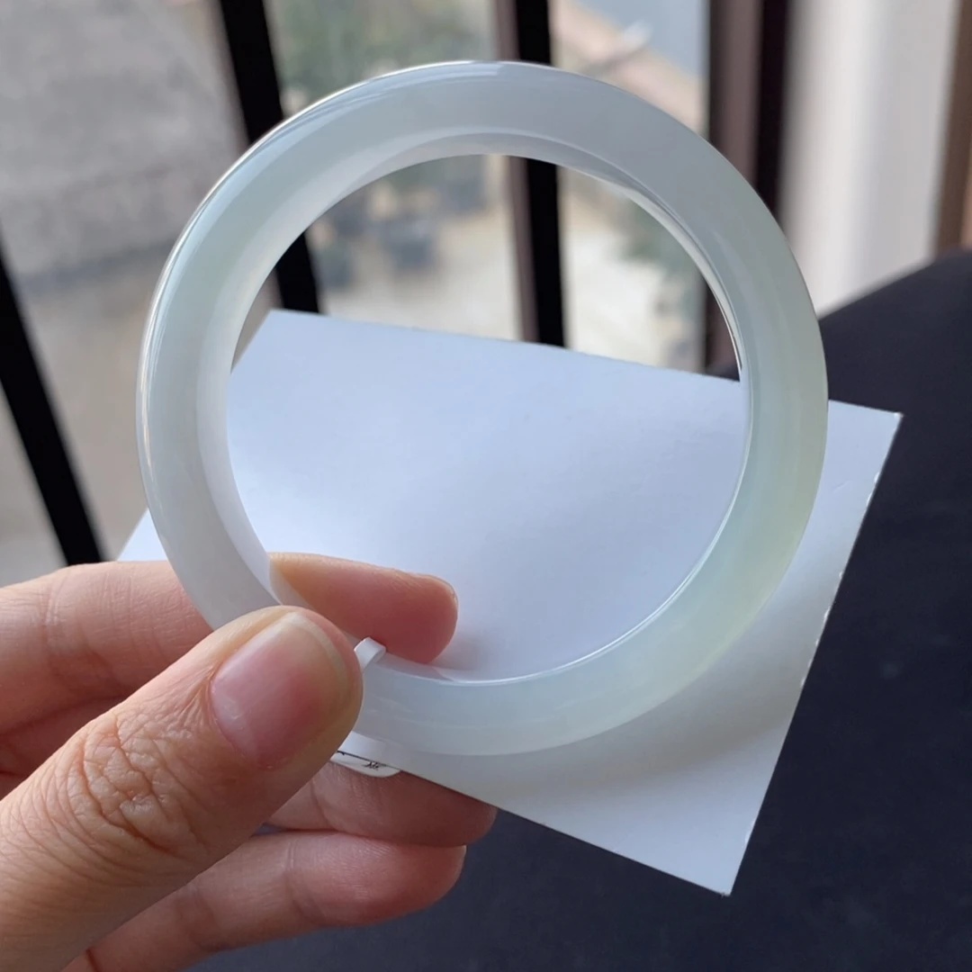 翡翠未镶嵌手镯55.9正圈果冻底晴蓝