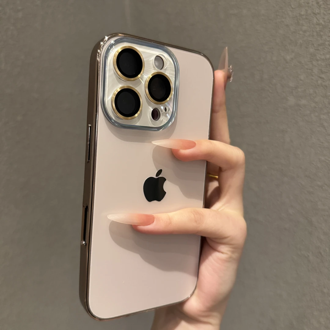 简约电镀磨砂适用苹果16promax手机壳创意iPhone15镜头膜14时尚13