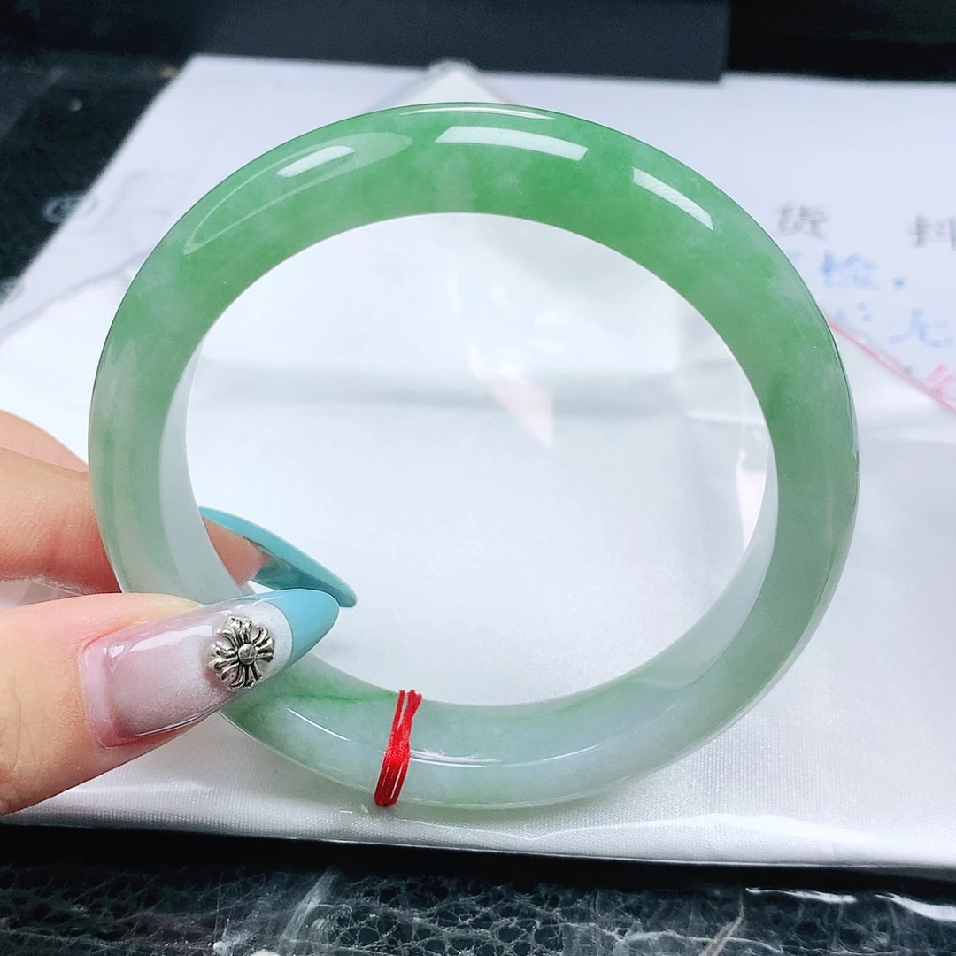 翡翠手镯未镶嵌翡翠61.0半山水正圈