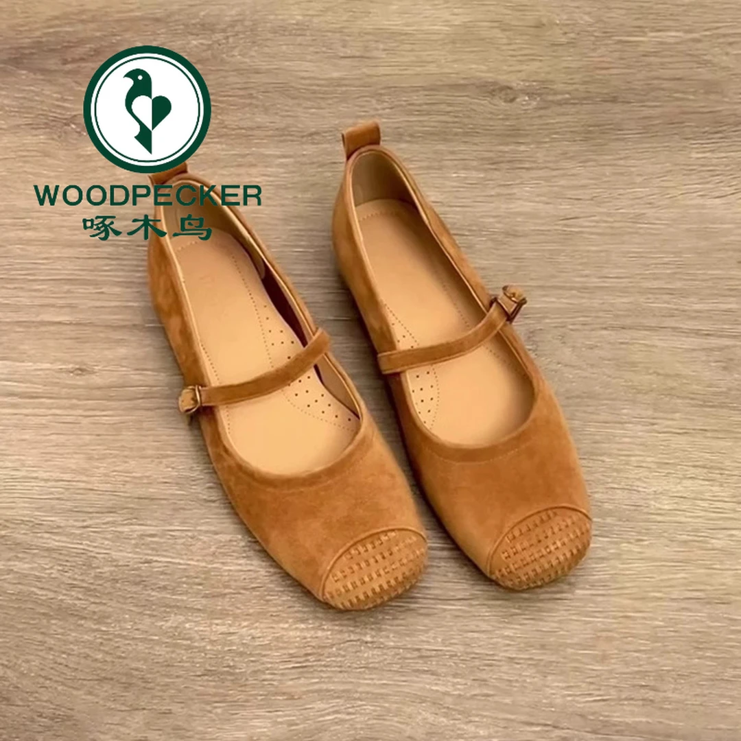 啄木鸟超软方头法式单鞋女款平底芭蕾鞋夏季浅口复古百搭玛丽珍鞋