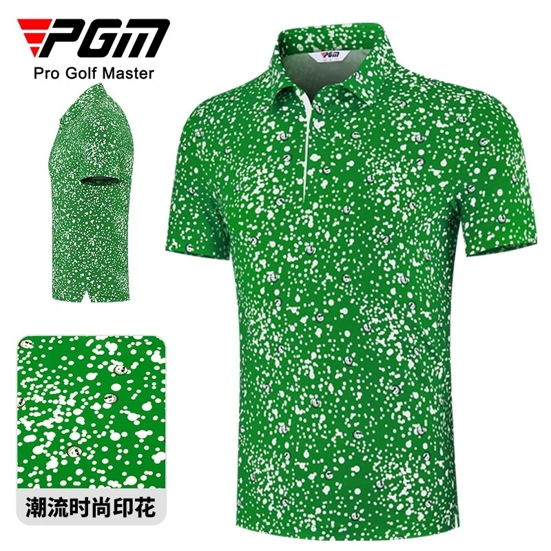 PGM 2025新款高尔夫男装短袖t恤 数码印花夏季速干短袖上衣polo衫