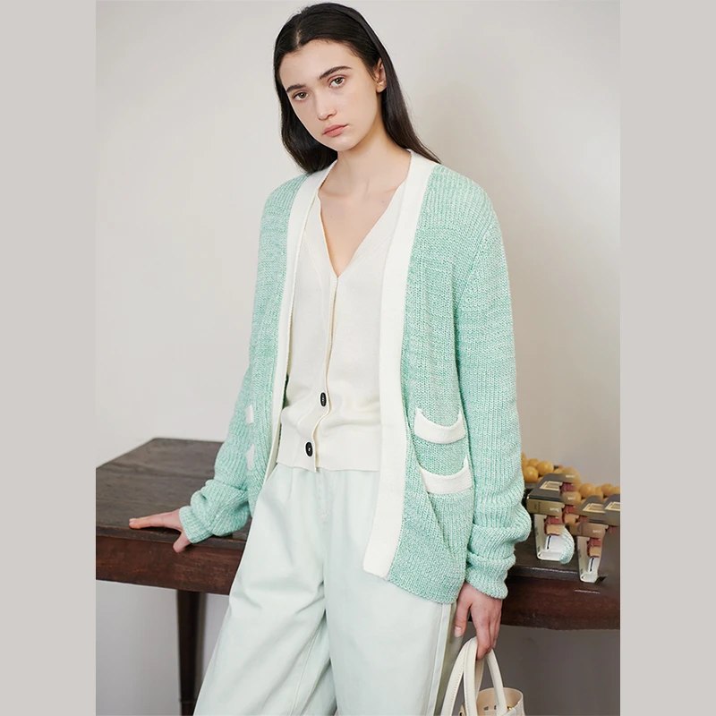 38799【碧K系列】小清新撞色针织开衫TC2699