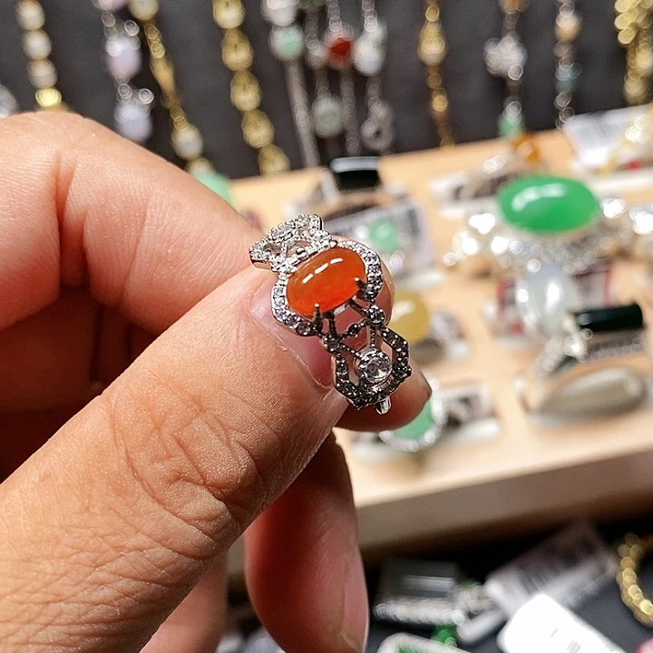 翡翠戒指银S925镶嵌