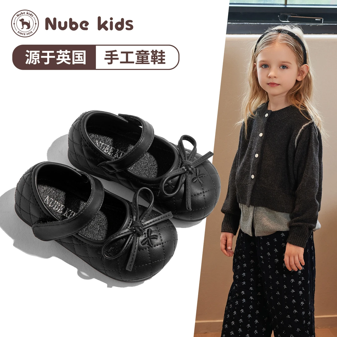 女宝宝洋气学步公主单鞋春秋季新款女小童软底浅口英伦风小皮鞋