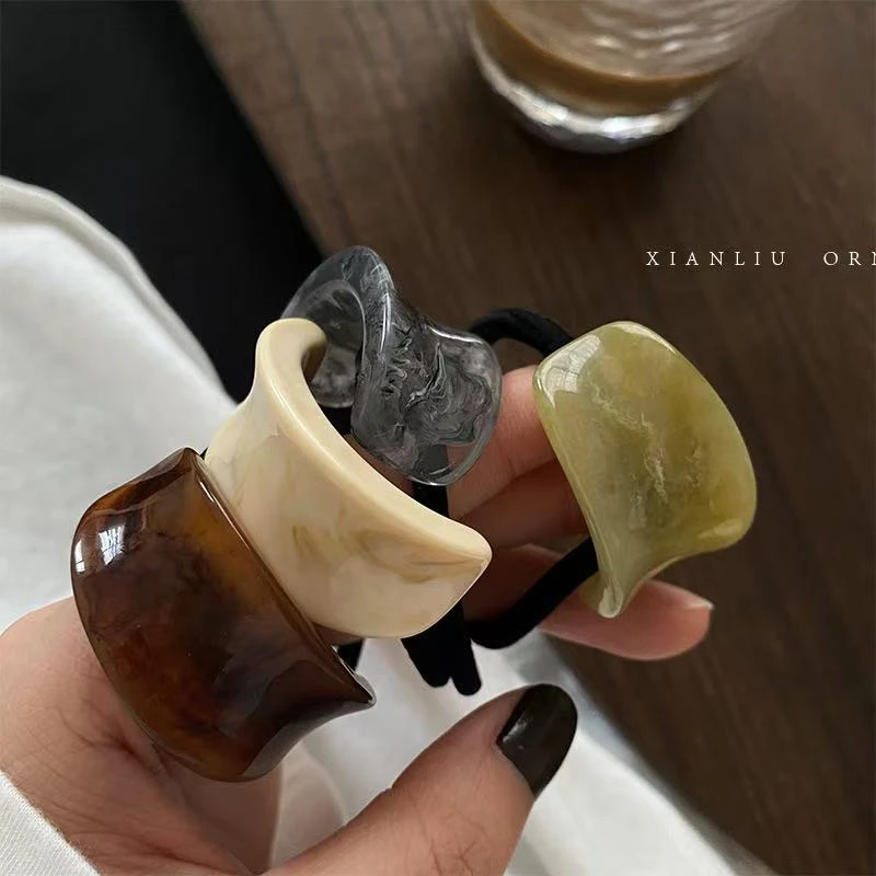 韩国东大门时尚醋酸几何半圆扣发绳实用弹力皮筋扎头绳女