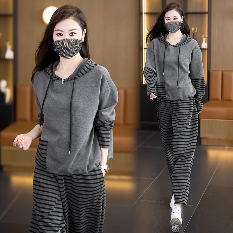 NSY 入秋一整套女装2025洋气大码休闲时尚透气套装宽松显瘦两件套