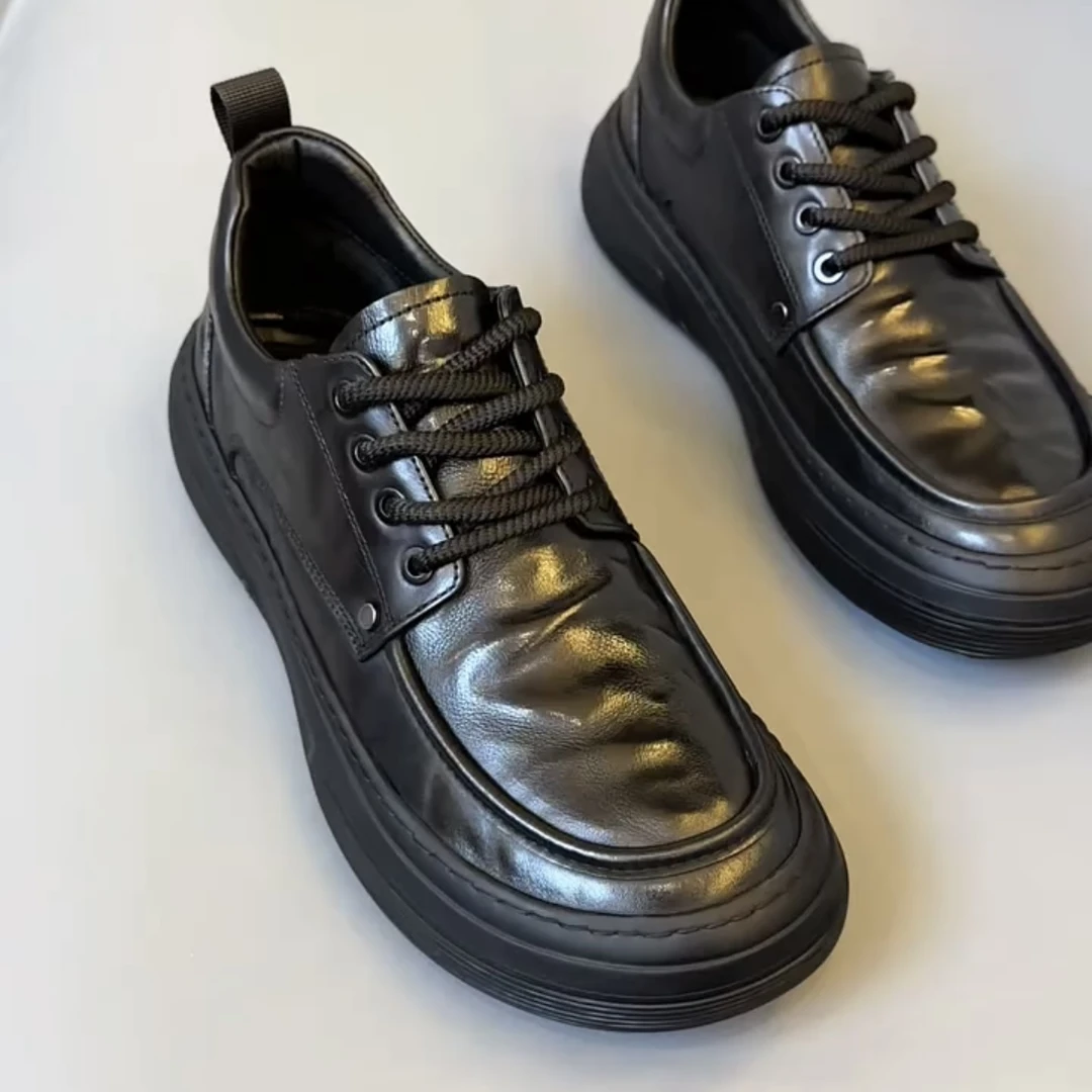 23806秋季广州超轻牛皮新款商务休闲舒适圆头时尚百搭牛皮鞋男