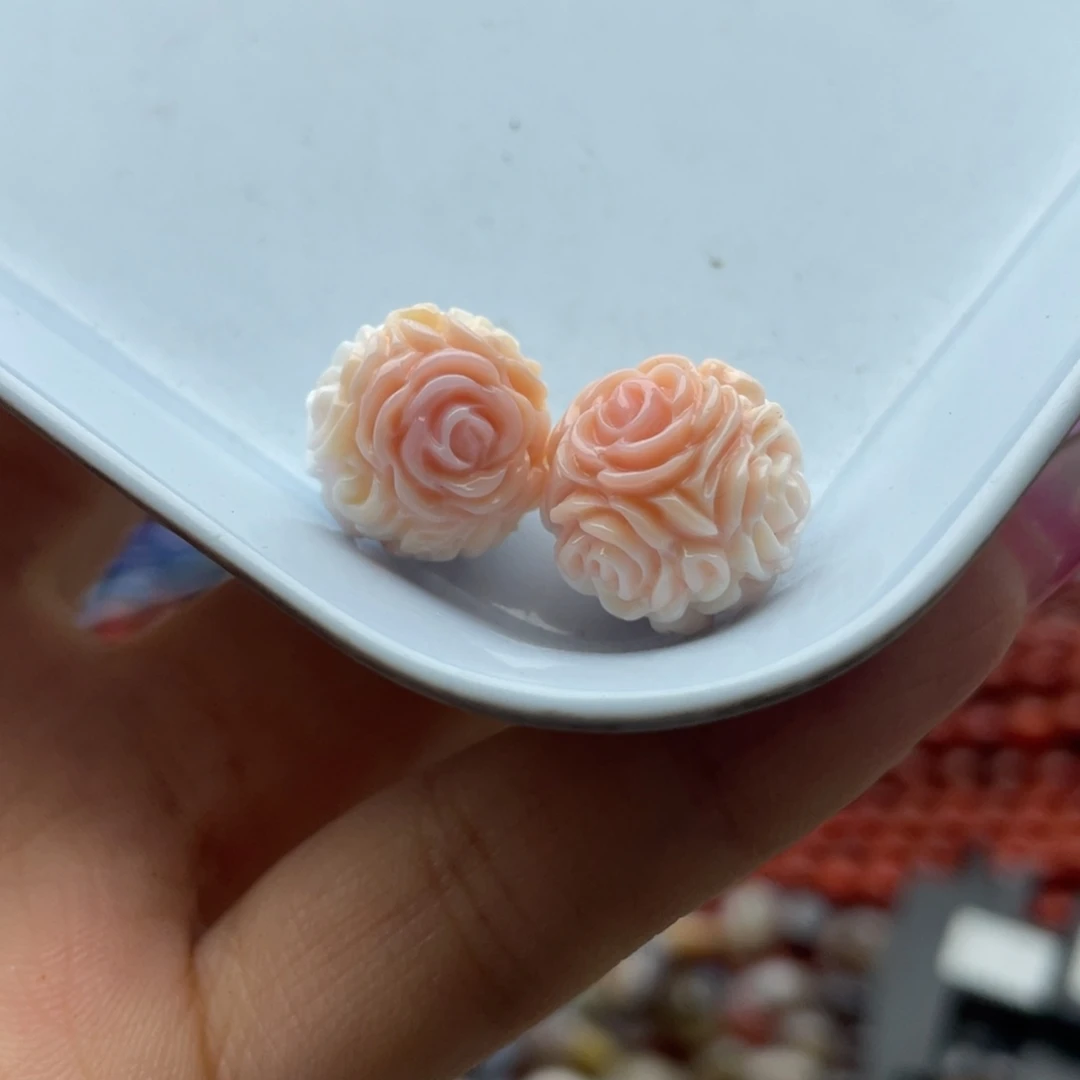 玛瑙/玉髓未镶嵌珠宝半成品一个装卡13+女贝贝雕刻花珠