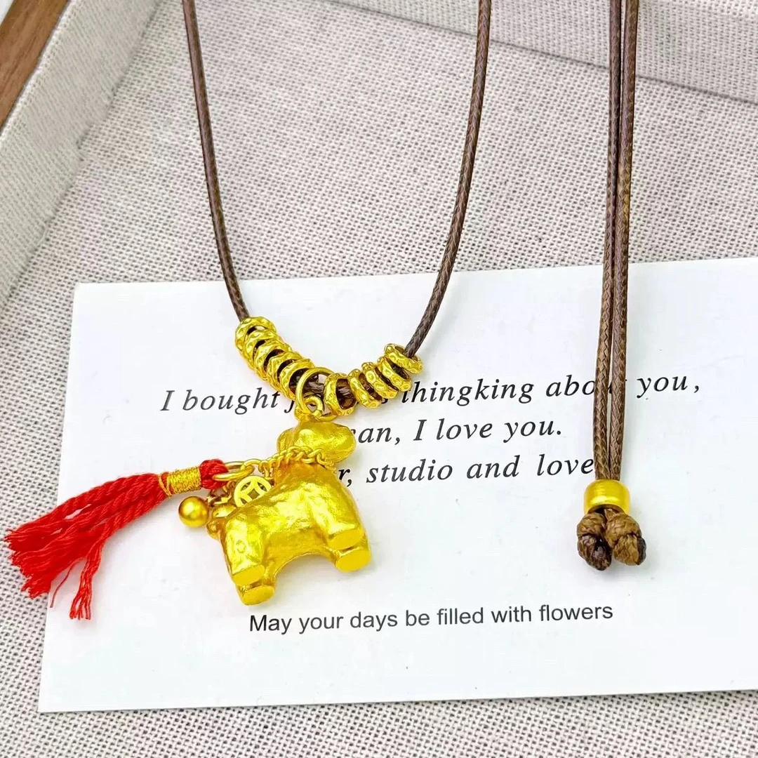 铜合金项链 马上有钱项链女款轻奢高级感流苏毛衣链百搭流行首