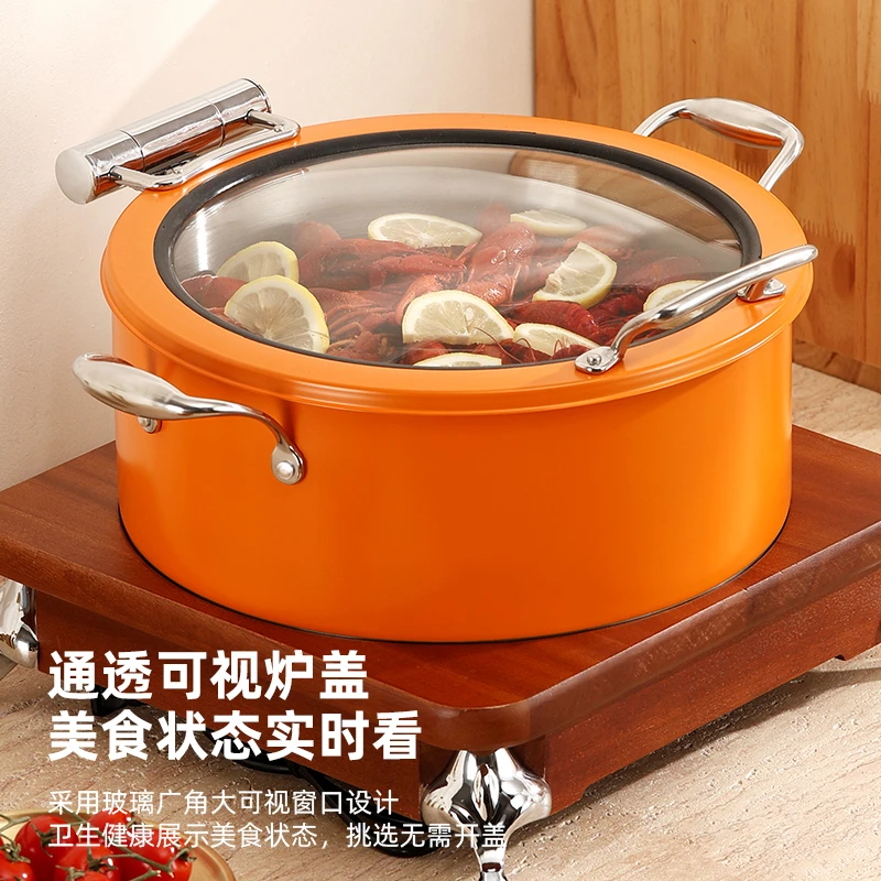 自助餐彩色锅保温炉不锈钢暖菜炉304液压早餐商用布菲炉电热跨境