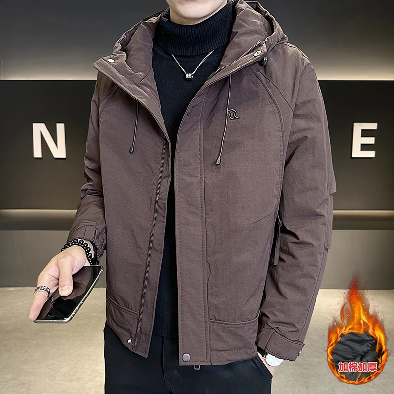 【秋冬加棉】高级感加厚棉服男士秋季防风耐磨冲锋连帽立领外套