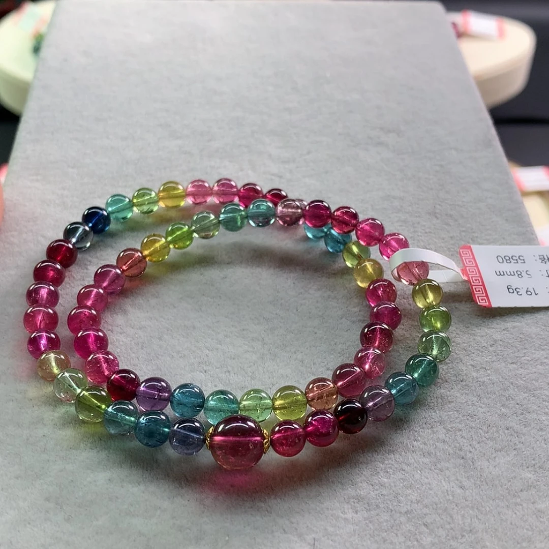 【闪购商品】碧玺手链未镶嵌碧玺艳丽色标多圈5.8