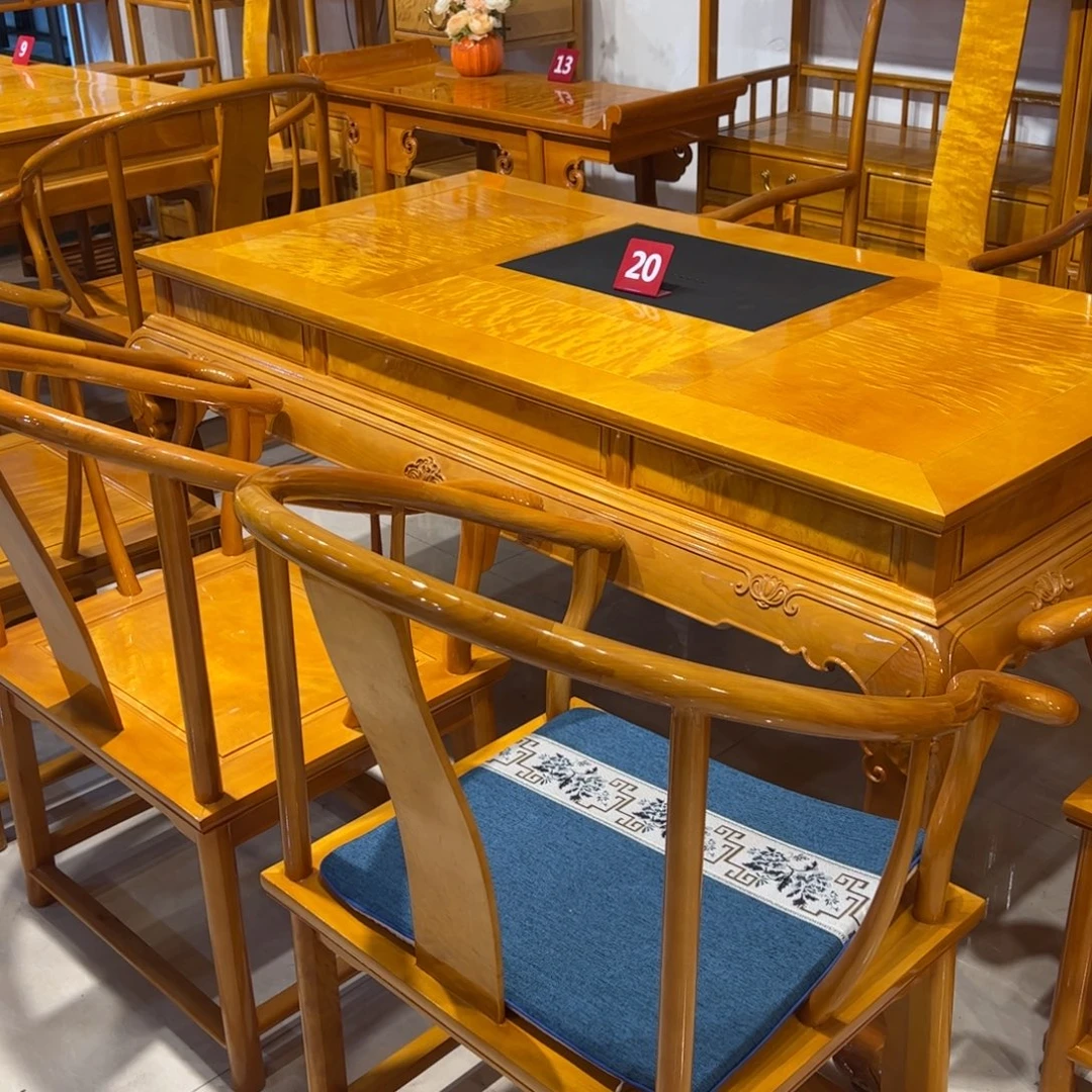 严***厂木质类金丝楠家具茶桌七件套