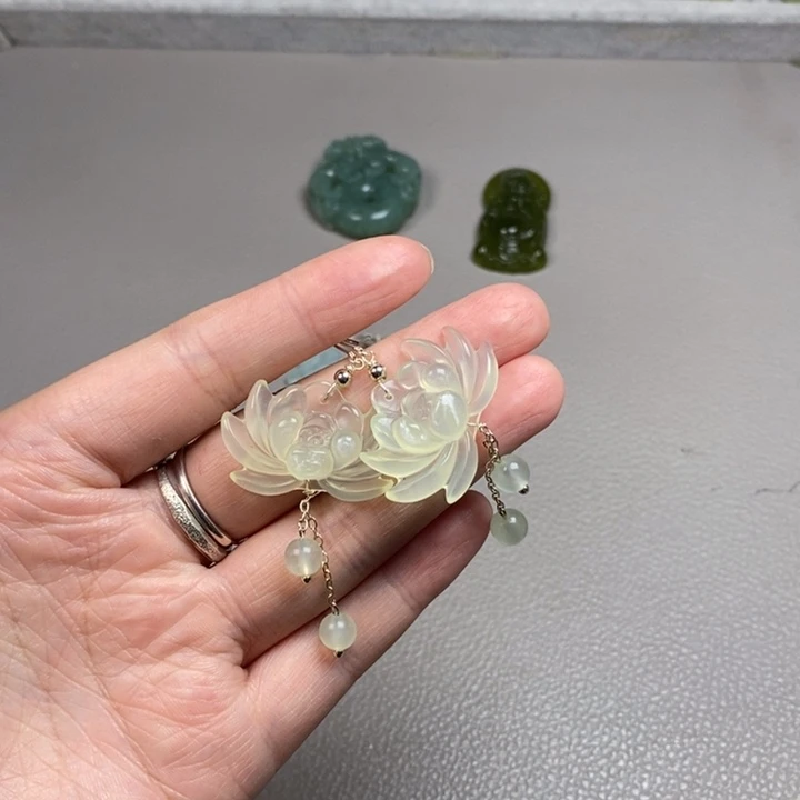 蛇纹石玉未镶嵌耳饰耳环项链吊坠