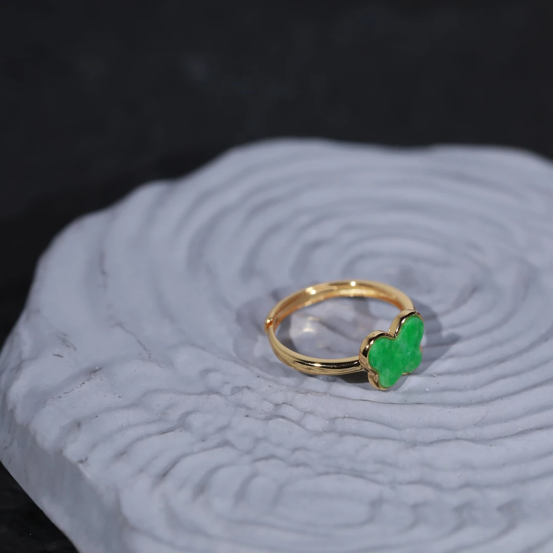 蝶翠|翡翠*戒指*S925银镀金YNC25050418多样性发其一