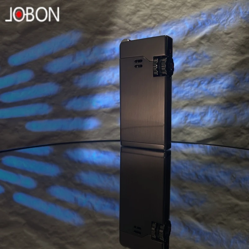 Jobon999黑镍拉丝双直冲防风打火机 个性带透明气窗雪茄打火机