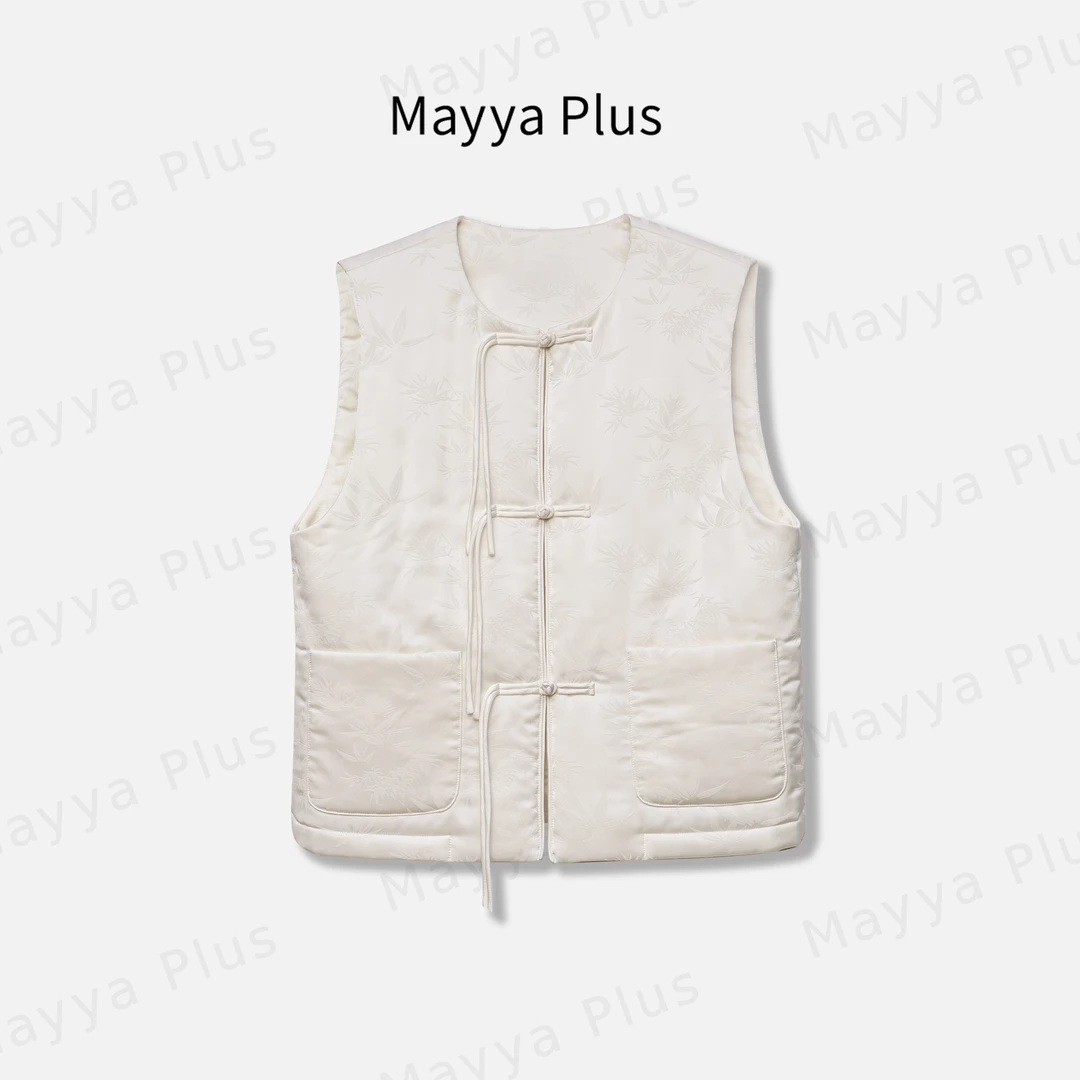 【山月诗】Mayya Plus麦芽定制轻奢气质显瘦百搭款梭织马夹32517091