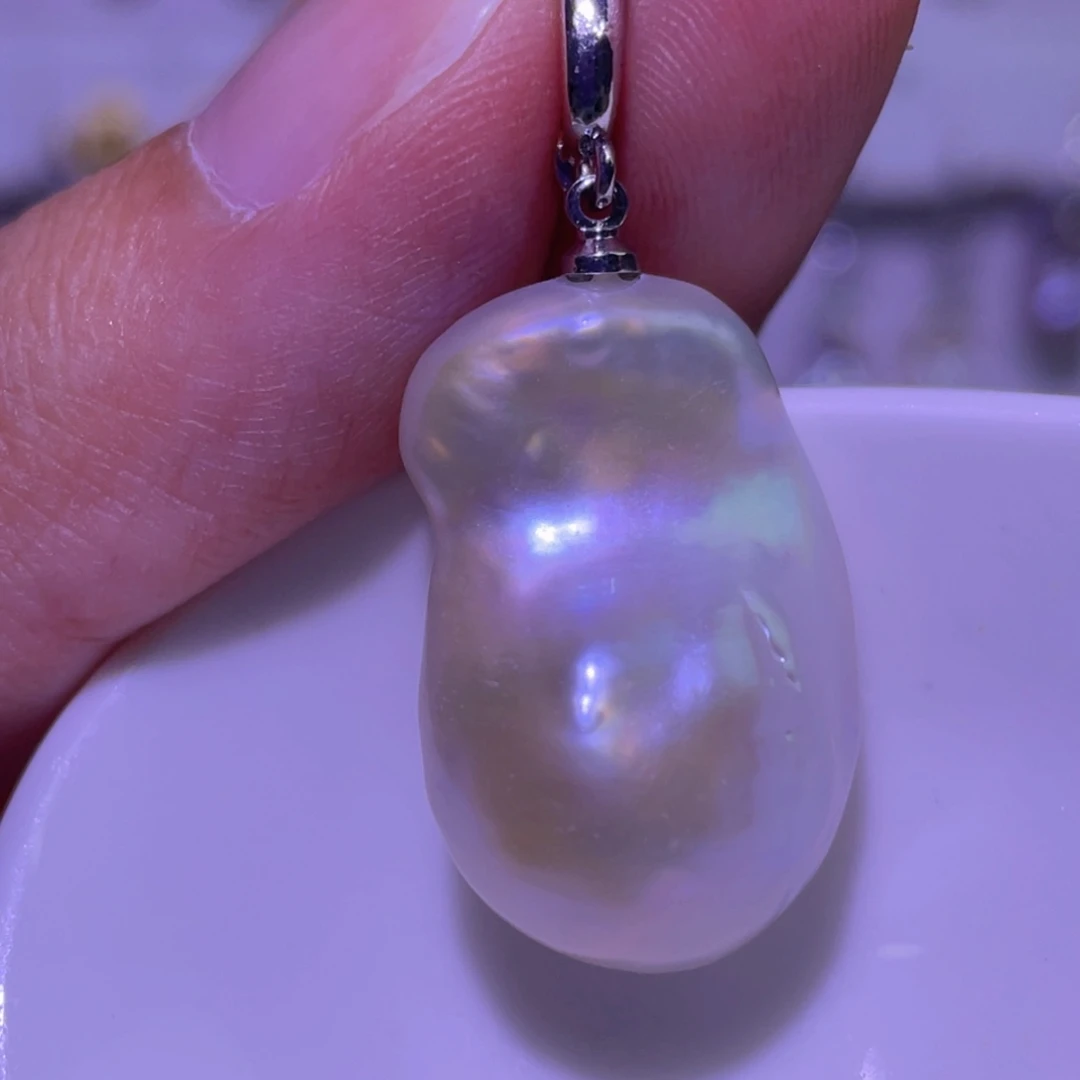 天然淡水珍珠吊坠淡水珍珠银S925镶嵌