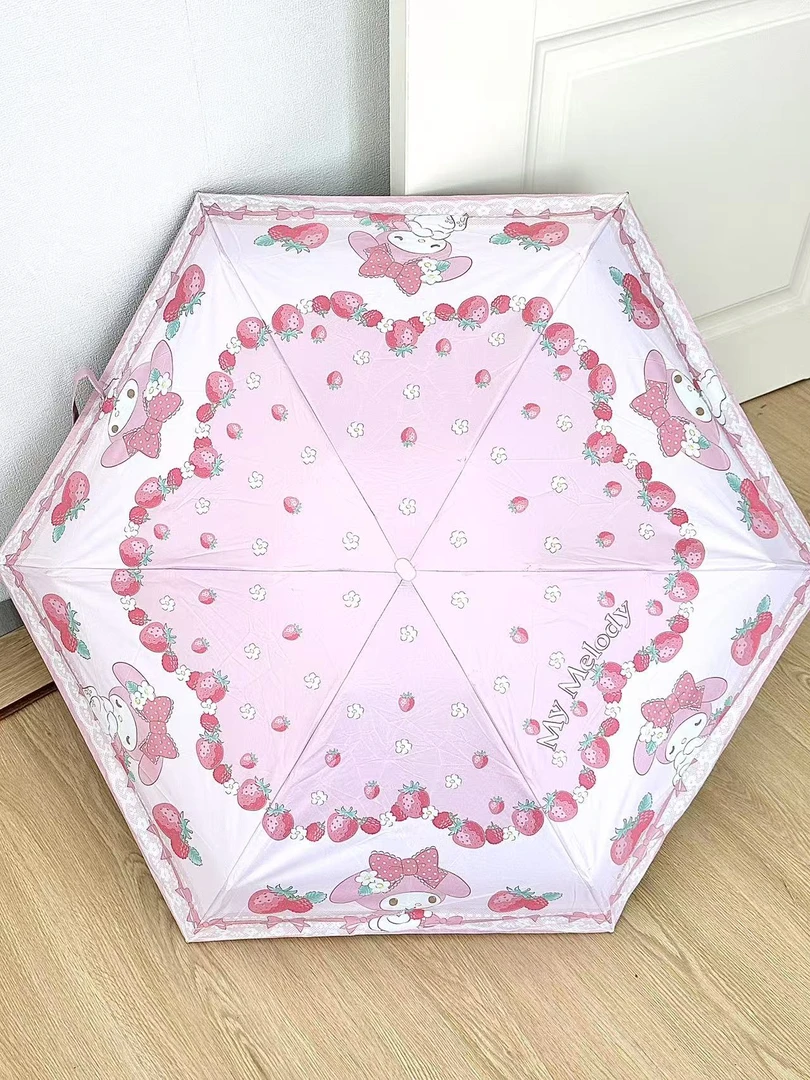 三丽鸥授权美乐蒂折叠伞五折晴雨伞洛丽塔粉色通勤雨伞防晒伞可爱