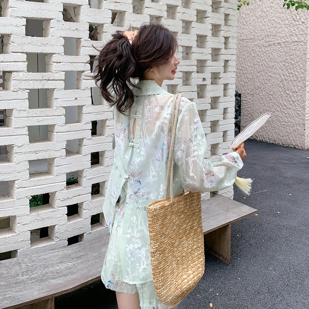 2025夏季新款长袖短裤两件套装女春夏气质休闲减龄防晒套装刺绣女
