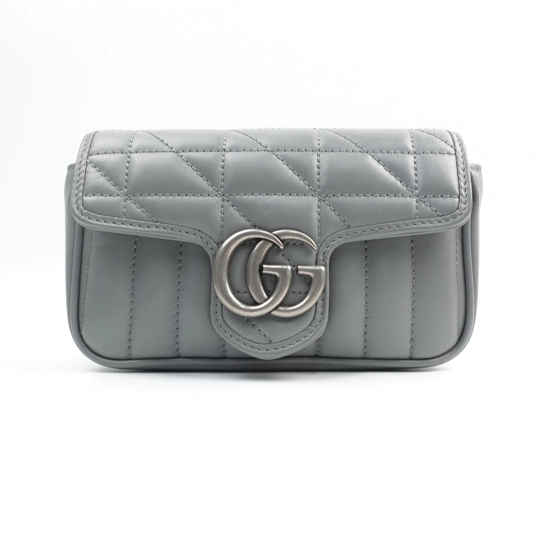 99新 GUCCI/古驰 灰色马蒙mini 单肩包/TJYG-00046