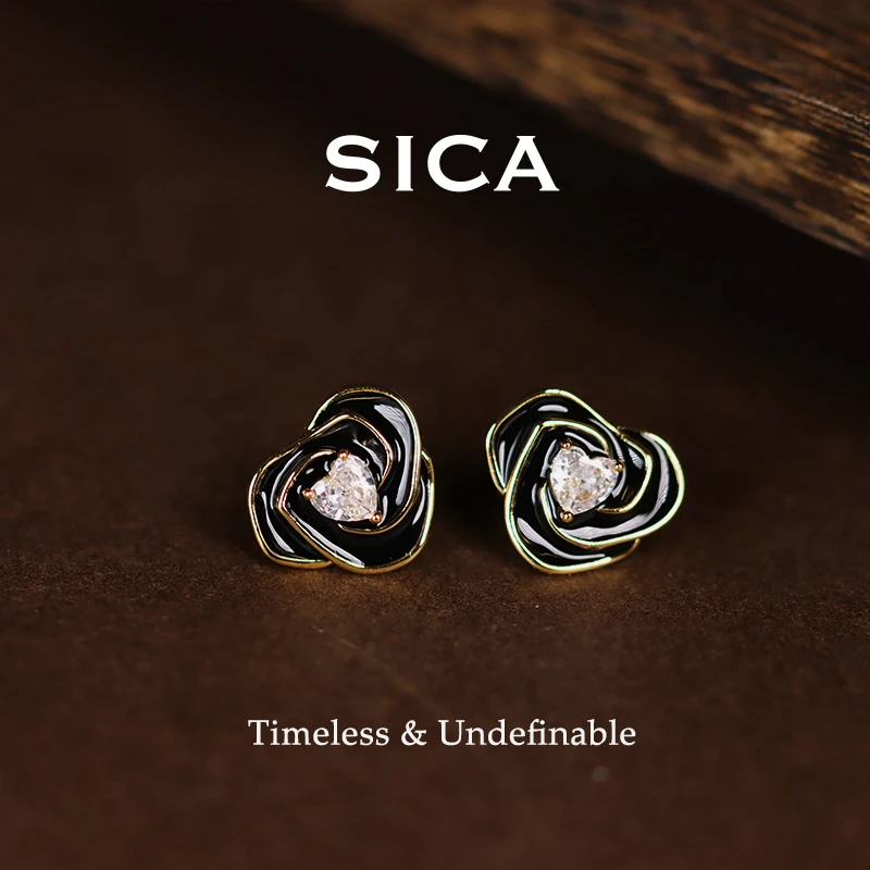 纯铜耳饰 山茶花耳钉2025新款爆款饰品礼物女EH470【山茶始开】