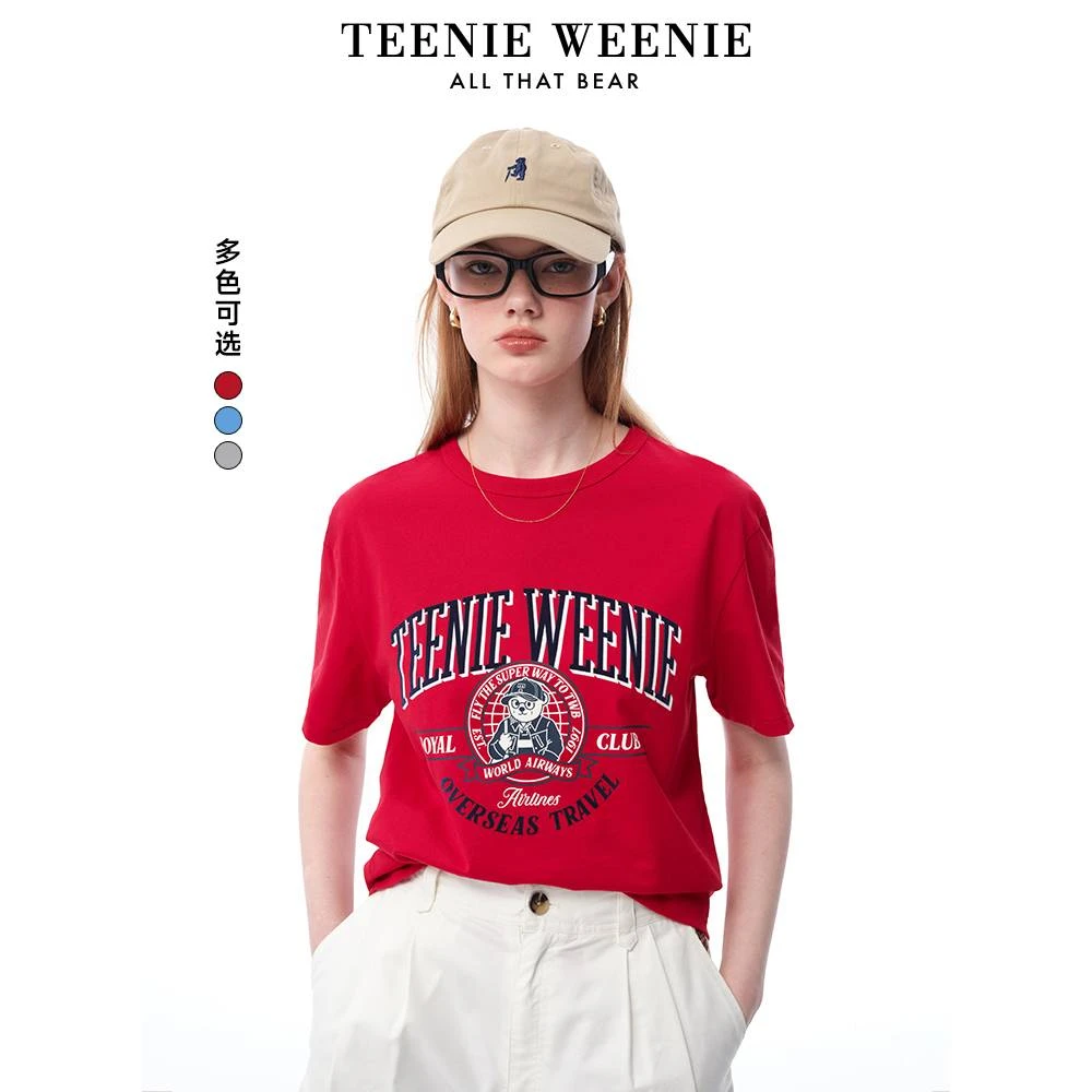 *Teenie Weenie小熊T恤25潮流美式学院运动圆领短袖女TTRW256316I