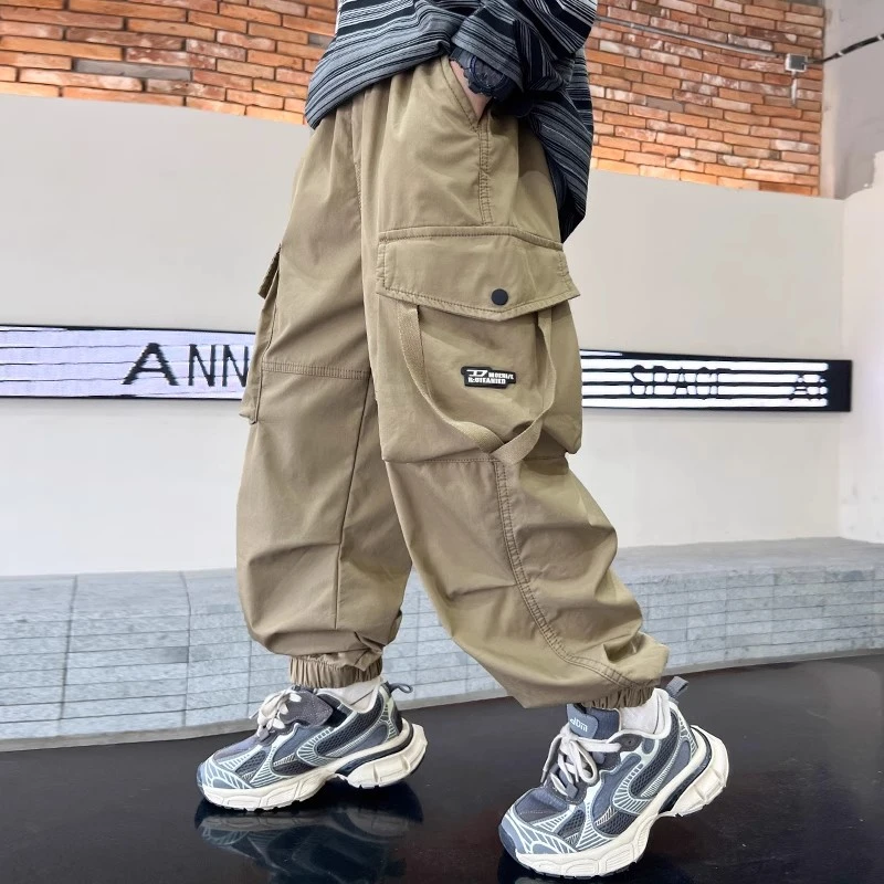 【100%纯棉】男童工装裤秋季2025新款儿童百搭裤子中大童男孩休闲裤