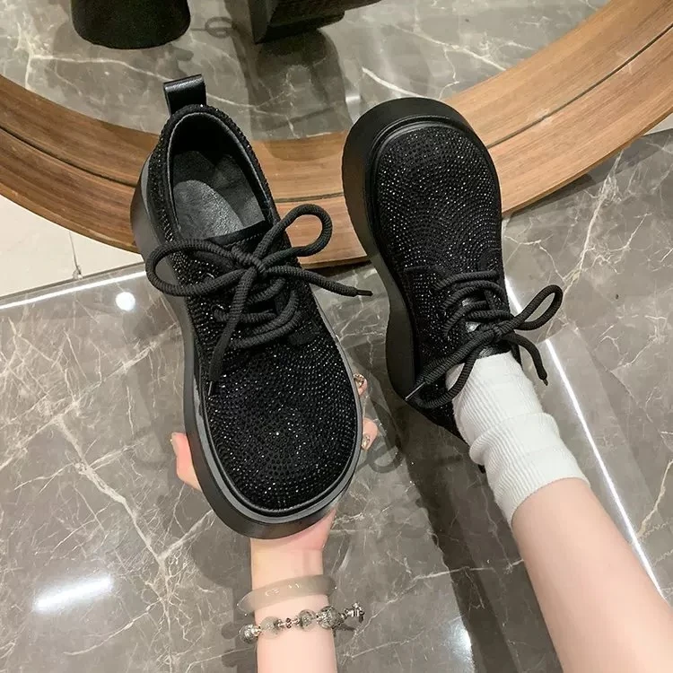 【茹姐福利】水钻乐福鞋女厚底内增高8CM时尚潮流休闲鞋2199