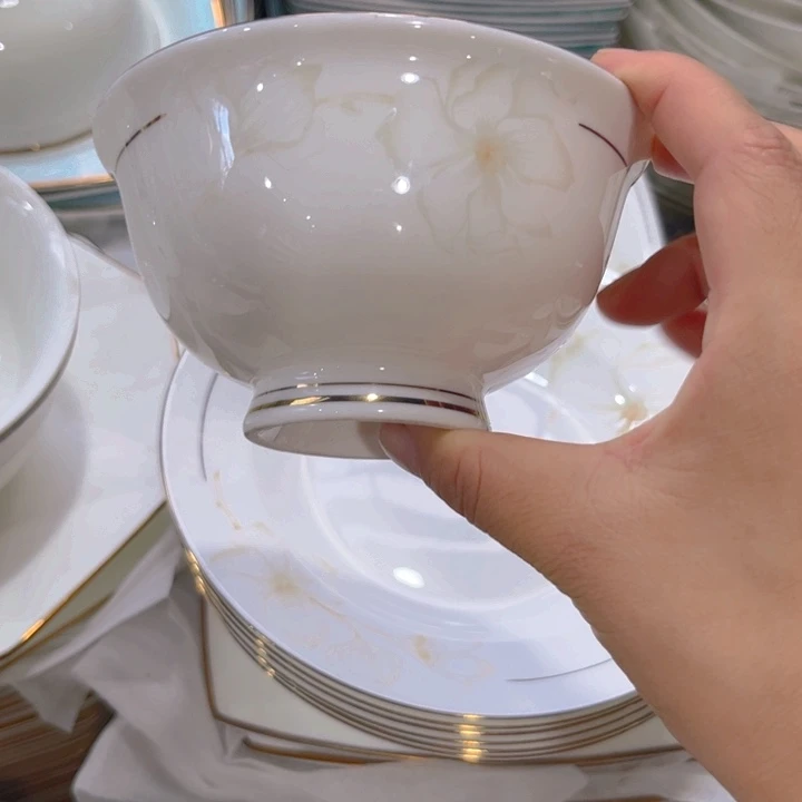 瓷片秒金高脚碗十个微瑕4.5寸
