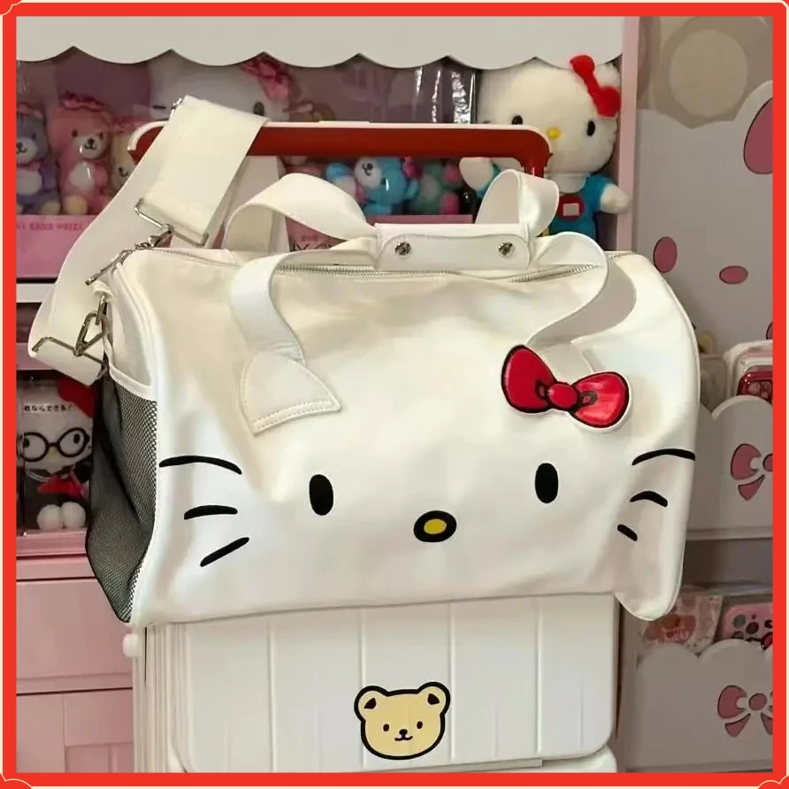 卡通可爱大包包BSSP单肩蝴蝶结凯蒂猫手提健身包斜挎旅行包【湖湖】