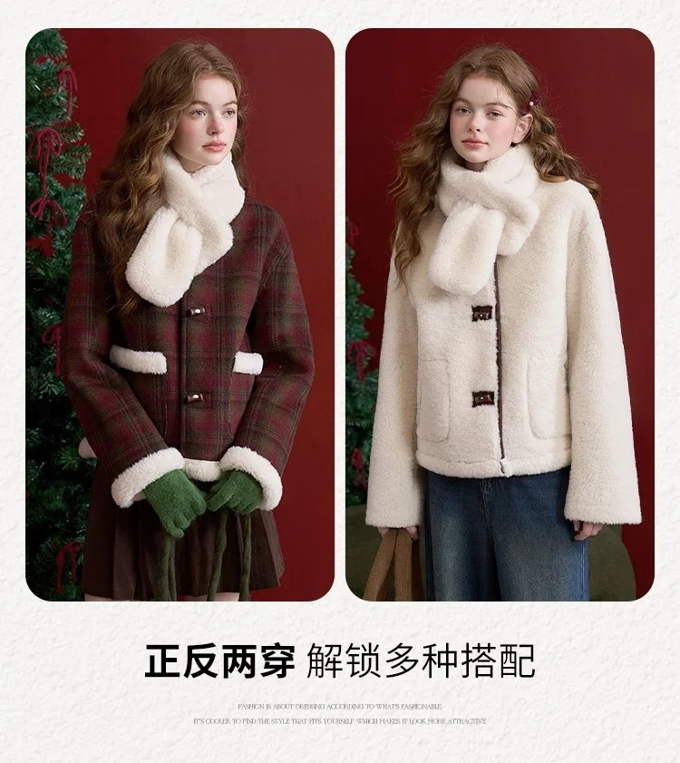 口袋女纽扣保暖短外套解锁秋冬韩版百搭时尚宽松加绒