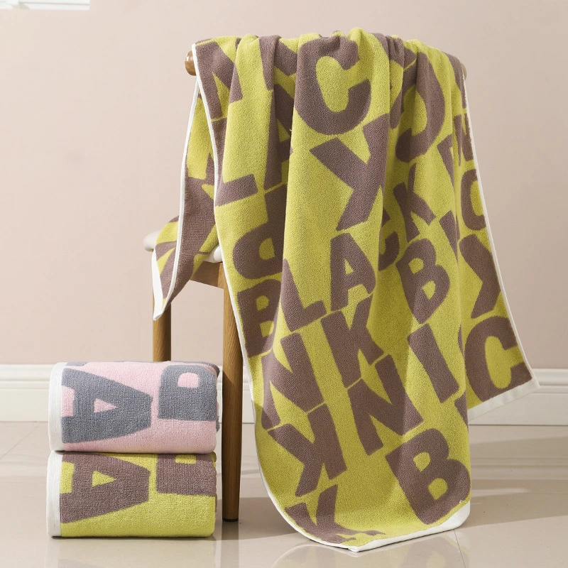 加厚纯棉字母大浴巾加大柔软吸水