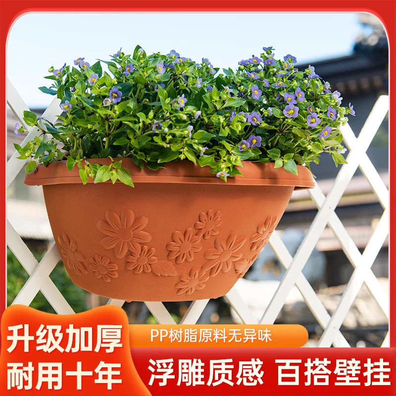 中天广源浮雕壁挂塑料抗摔耐造抗晒加厚防生锈挂壁阳台种菜花盆