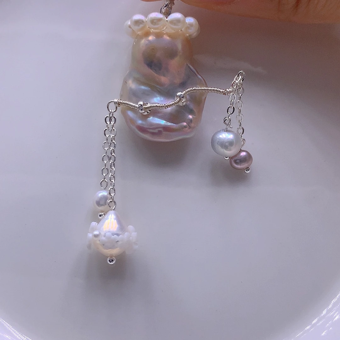 淡水珍珠耳饰未镶嵌吊坠