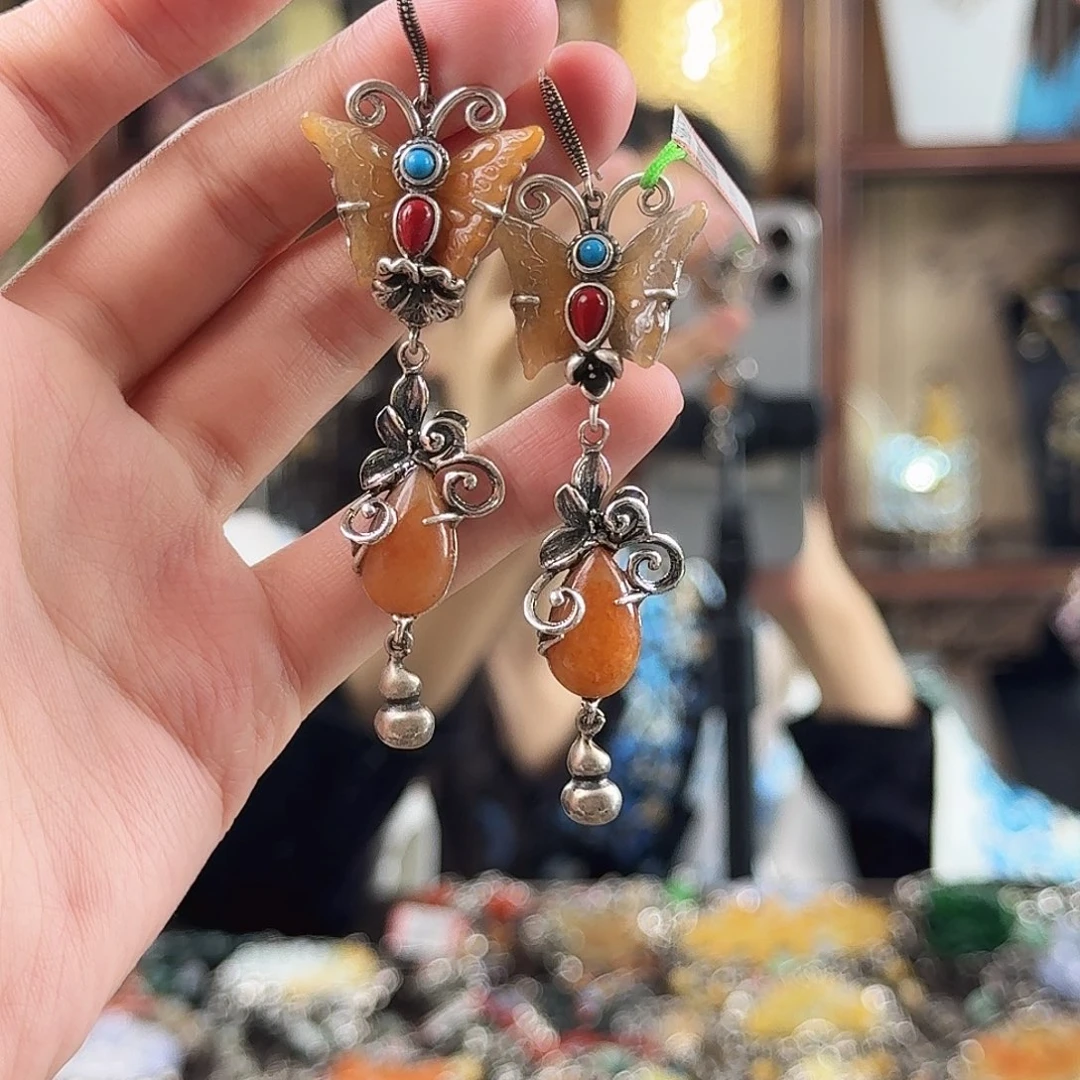 翡翠银S925镶嵌耳饰