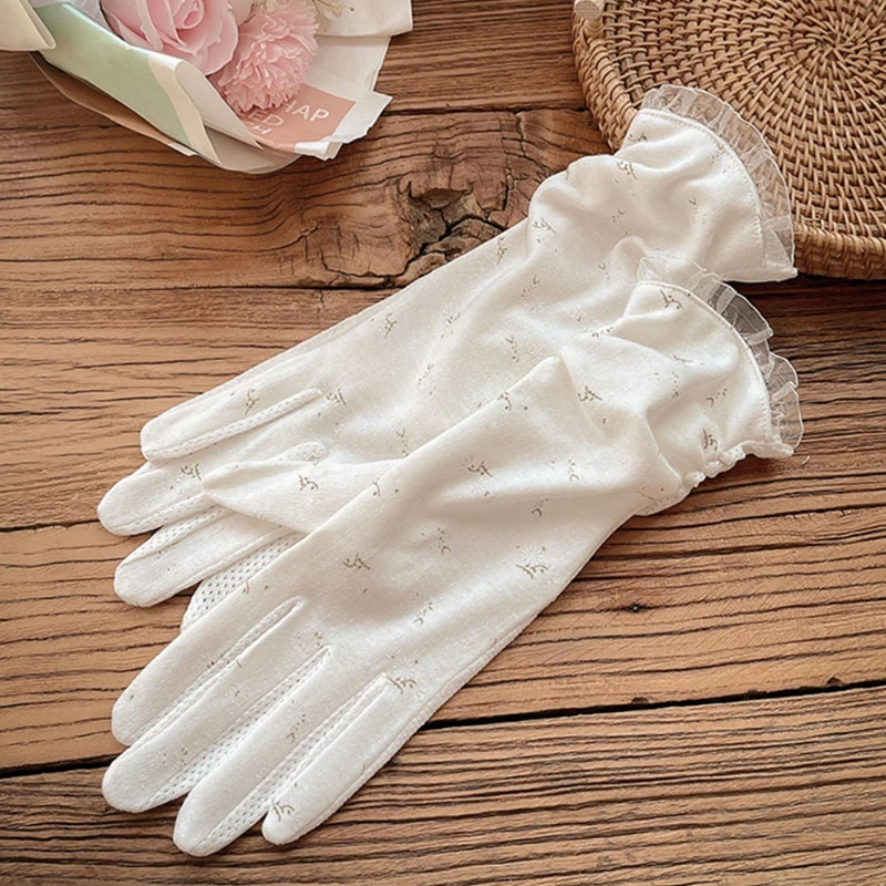 防晒手套女士薄款加长中长触屏防滑夏季棉布开车骑车夏天防紫外线