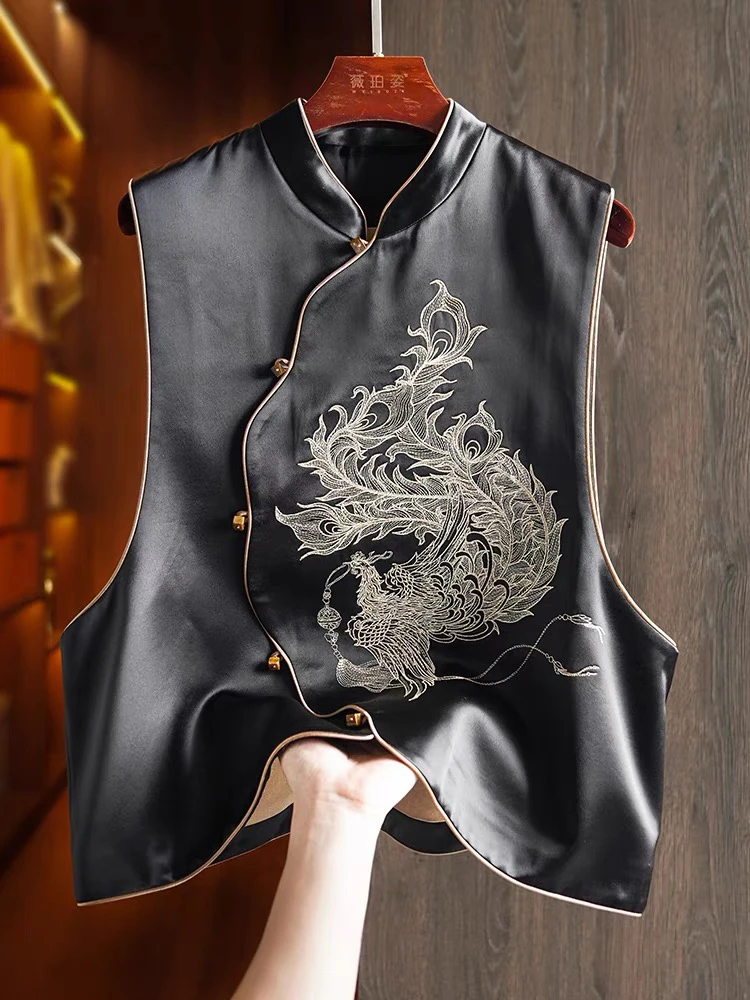 南油朱朱黑白高级醋酸马甲285