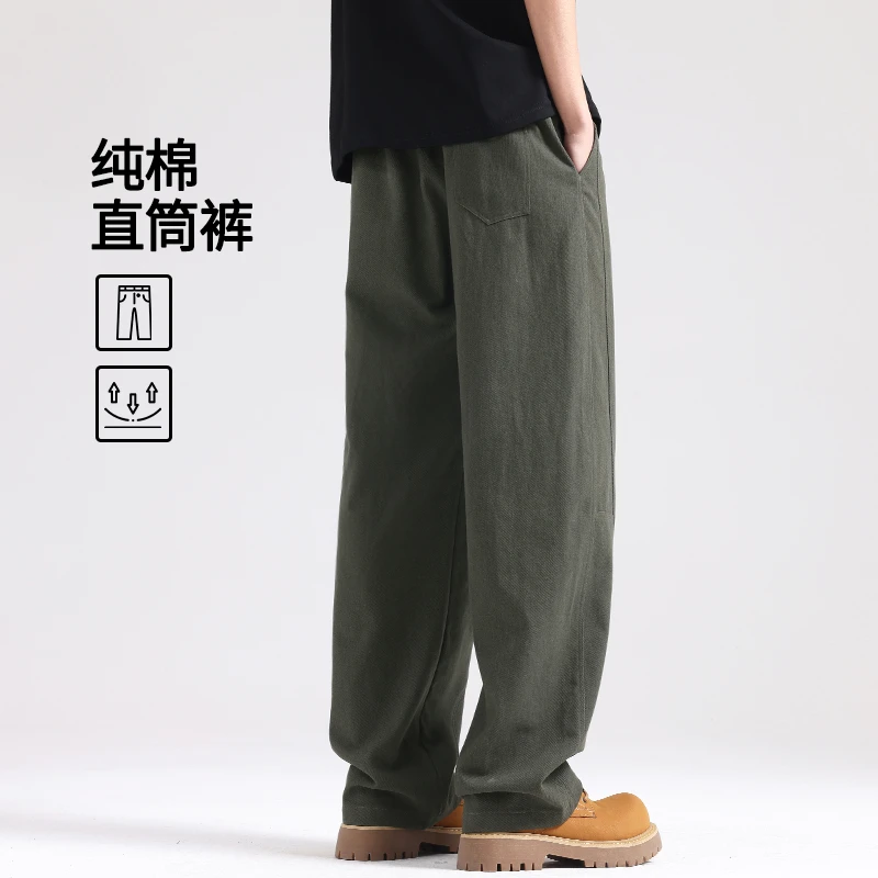 裤子男2025新款美式工装裤纯棉夏季直筒休闲裤男士高级感运动卫裤