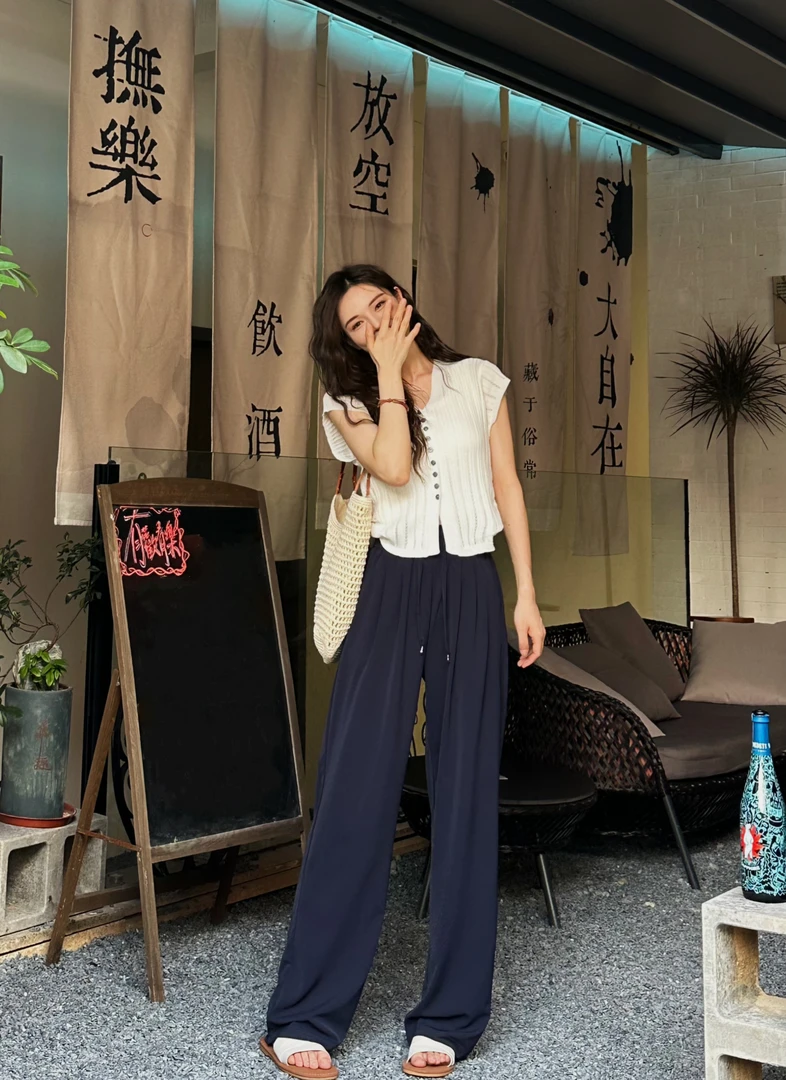 夏季薄款云感冰膜裤冰凉感防晒垂感面膜裤233