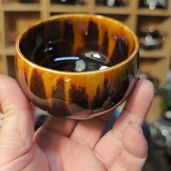 天然老黑釉斗笠盏