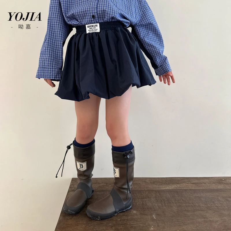 YOJIA女童半身裙春秋2025新款洋气学院风女孩花苞裙短裙儿童裙子
