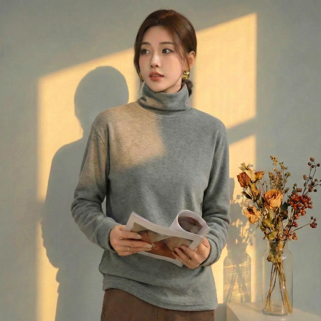 2025新款【美丽诺羊毛】高领暖绒T/锁温保暖时尚内搭长袖打底T恤女