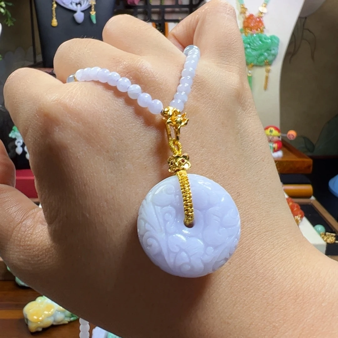 翡翠未镶嵌毛衣链紫