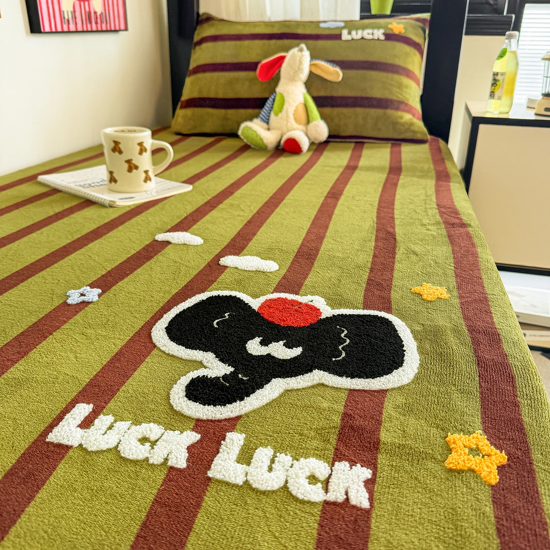 宿舍冬季牛奶绒床笠90x190珊瑚绒床垫套加绒加厚学生单人床褥子套